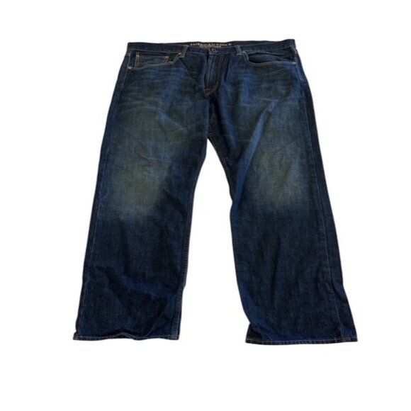 Men's American Eagle Flex Relaxed Straight Dark Wash Denim Jeans 38 x 32 - Picture 2 of 14